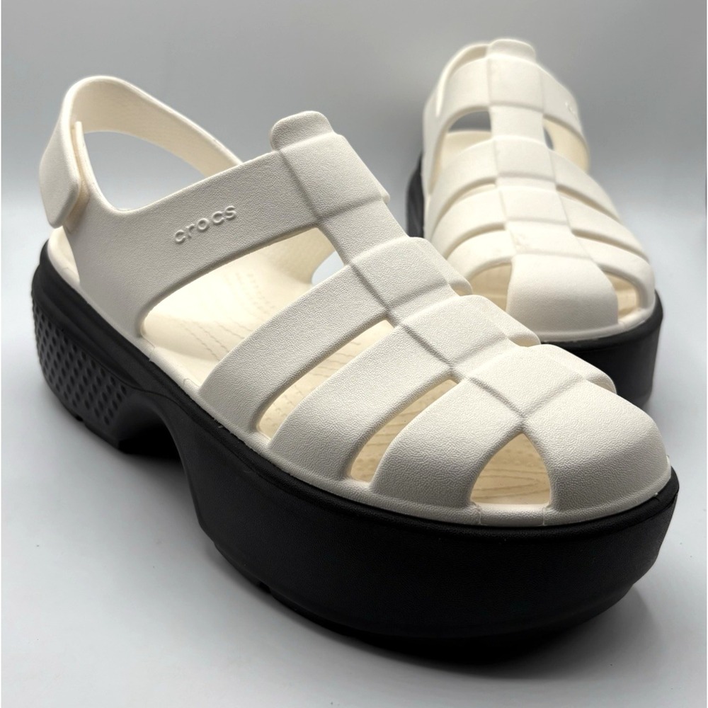 CROCS Stomp Fisherman Sandal Unisex Size W 10 / M 8 Chalk White Platform NWOB